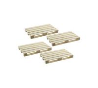 Set de 4 dessous de verre en forme de palette en bois de pin naturel Beige