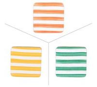Set de 4 dessous de verre orange, jaune ou vert Buenos-Aires 10 cm (1 modèle aléatoire) - Table Passion - Multicolore - Bois G