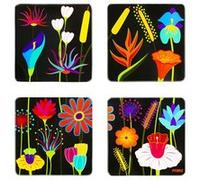 Set de 4 dessous de verre - Sous verre Jardin fleuri - Pylones Jardin fleuri G