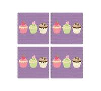 Set De 4 Dessous De Verres Carres 3 Cupcakes By Cbk Multicolore