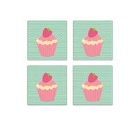 Set De 4 Dessous De Verres Carres Cupcakes By Cbk Multicolore