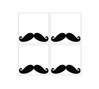 Set de 4 dessous de verres carrés Moustache noire by Cbkreation