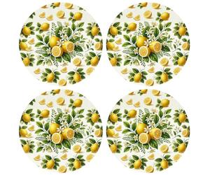 Set de 4 Dessous de Verres Citrons Dim : 9.5 cm x 9.5