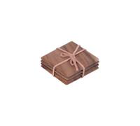 T&G Woodware - Set de 4 dessous de verre Tuscany en acacia - Lien cuir - Marron