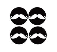 Set de 4 dessous de verres ronds Moustache blanche by Cbkreation