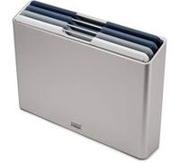 Joseph Joseph Folio - Ensemble de 4 Planches à découper de cuisine en plastique ,avec support de rangement organisé - Grand, Argent/Bleu