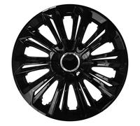 Set de 4 Enjoliveurs de Roue Strong Laque noire + anneau 15"