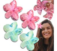 Set de 4 épingles à cheveux avec des fleurs de plumeria colorées