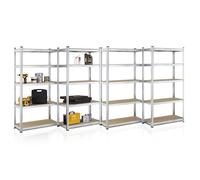 Juskys Étagère Charges Lourdes Basic, Lot de 4, 180 x 90 x 40 cm - 5 Niveau á 175 kg, Capacité 875 kg, Étagères de Rangement en Metal pour Garage et Cave