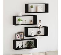 Set De 4 Étagères Murales Vidaxl - Chêne Noir - 60x15x23 Cm - Fabriqué En Bois Reconstitué Noir