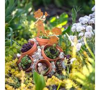 Set de 4 fiches de jardin en métal, aspect rouille, décorations de jardin pour enfants, fiches de parterre pour l'extérieur