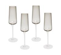 Set de 4 Flûtes à Champagne Soufflées à la Main 230 ml Gris Transparent Quartz