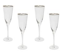 Set de 4 Flûtes à Champagne Soufflées à la Main 250 ml Bordure Dorée Topaz
