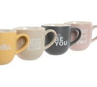 Set de 4 gobelets home gobelets esprit jaune beige gris rose porcelaine 410 ml 13 x 9 x 9,4 cm