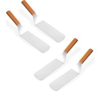 set de 4 grandes spatules en acier inoxydable | spatule à viande avec manche en bois | pelle à rôtir| spatule à rôtir spatule à barbecue | spatule à barbecue BBQ | grattoir de cuisine spatule à barbec