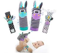 Set de 4 jouets sensoriels pour bébés 0-6 mois comprenant chaussettes et bracelets hochets