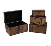 Set de 4 malles ""Rétro Factory"" bois - Atmosphera createur d'interieur