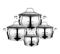 Set de Marmites - SIGNATURE - 4 pièces - Acier Inoxydable - Couvercles en Verre - Tous feux compatibles