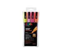 POSCA 186505 - Marqueur POSCA à Pointe Fine Ronde, Lot de 4, Couleurs Chaudes pailletées