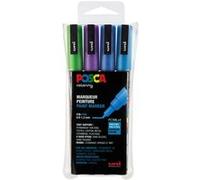 Set de 4 marqueurs Posca PC3M Pailleté Bleu Blauw G