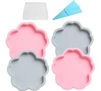 Set de 4 Moules à Gâteau en Silicone,18cm Moules à Gâteau à Couche pour la Cuisson à Domicile, Moules à Gâteau Arc-en-ciel Pour Fête d'Anniversaire, Anniversaire (Fleurs de Cerisier)