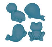 Set de 4 moules de plage en silicone souple bleu TU
