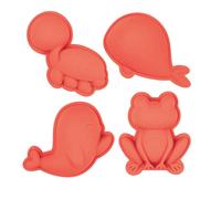 Set de 4 moules de plage en silicone souple rouge TU