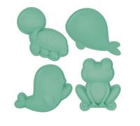 Set de 4 moules de plage en silicone souple vert TU