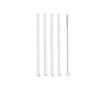 Set de 4 pailles en verre avec goupillon - Metaltex - Transparent / Cristal - Verre Transparent G