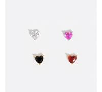 Set de 4 paires de boucles d'oreilles cœur cristal UN