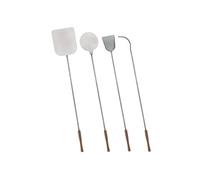 Set de 4 Pelles à Pizza Inox Alimentaire Poignée en bois Hêtre Manche 138 à 150 cm - Kit Four à Bois, Pain Pizza