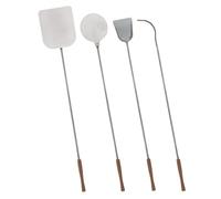 INTEC - Set de 4 Pelles à Pizza Inox Alimentaire Poignée en bois Hêtre Manche 138 à 150 cm - Kit Four à Bois, Pain Pizza