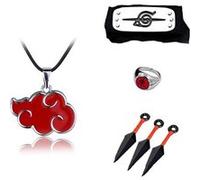 Set de 4 pièces Collier Bague Bandeau kunai Cosplay Personnages d'anime Uchiha Itachi Noir G