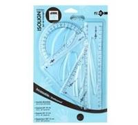 Set de 4 pièces de traçage Incassable 1 règle 30cm 2 équerres 1 rapporteur G