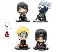 Set de 4 pièces Figurines Naruto Uchiha Sasuke Kakashi Uchiha Itachi 9.5cm avec portes clés naruto G