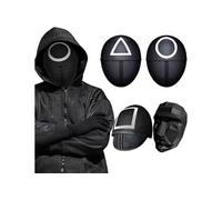 Set de 4 pièces Masques Cosplay Séries Télévisées Squid Game Noir 25 cm Noir G
