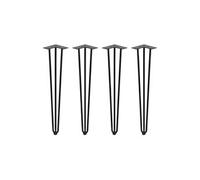 Emuca – Pieds hairpin pour table – Jeu de 4, 3 barres, Hauteur 710 mm, Noir, Acier