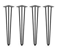 Emuca – Pieds hairpin pour table – Jeu de 4, 3 barres, Hauteur 710 mm, Noir, Acier