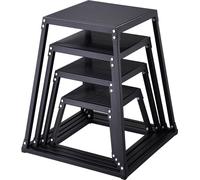 set de 4 Plyo-Boxes - 305/458/609/762 mm - Noir - Boîtes d'exercices de fitness Step-Up antidérapantes - Entraînement de fitness à domicile - Entraînement de la force physique, Jump Training.