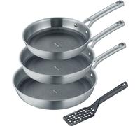 set de 4 poêles à frire 20+24+28 cm, acier inoxydable, polies, y compris spatule - Tricion Resist