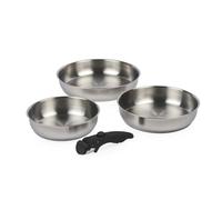Set de 4 poêles à frire Russell Hobbs - 20/24/28 cm Acier inoxydable, poignée clipsable, empilable, sans PFAS/PFOA, compatible four jusqu’à 200 ºC
