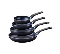 Fackelmann 9429750 Set de 4 poêles antiadhésives revêtement céramique 16, 20, 24 et 28 cm, poêle sans PFAS, poêle alu, poêle tous feux, poêle induction, Aluminium, Noir, Vert, 16, 20, 24 et 28 cm