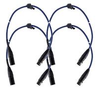 Set de 4 Pronomic Stage DMX3-0,5 Câbles DMX 0,5 m (pour câblage d’effets lumineux, contacts dorés, gaine bleue, XLR mâle vers XLR femelle)