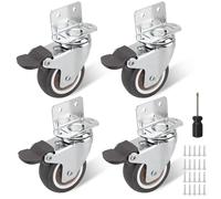 Set de 4 roulettes pivotantes 50 mm pour meubles - avec frein, charge jusqu’à 120 kg, 360° rotation - Vis et tournevis inclus