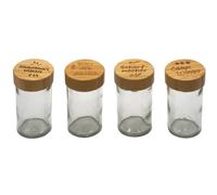 set de 4 saupoudreuses à épices poivrière salière, avec couvercle en bambou et slogan, capacité : 80 ml : "Miracle salé" "Epicé" ...