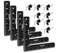 Set de 4 Serre Joint Angle 90° en Aluminium, Équerre Menuisier Précis pour Assemblage à Angle Droit, Outillage Bois pour Möbel, Cadres, Bricolage et Charpente - Noir