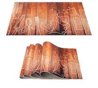 Set de 4 sous-plats en PVC lavables et antidérapants, résistants à la chaleur, décoration pour table à manger intérieure et extérieure, 30x45cm, rayures en bois, ANRO