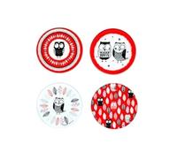 Set de 4 sous-verre Hibou - En verre - 9 x 9 cm