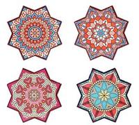 Set de 4 sous-verres forme Etoile motif Mandala G