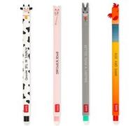 LEGAMI - Lot de 4 stylos gel effaçables Farm Sweet Farm, stylos avec encre effaçable thermosensible, noir, rose, vert, rouge, effacer sans consommer la feuille, pointe 0,7 mm